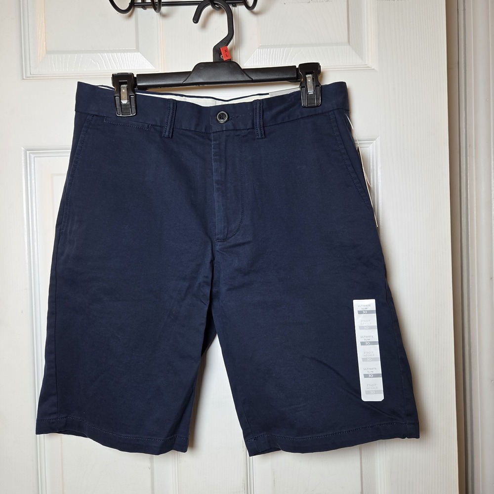 Old Navy sz 30 utimate slim chino shorts NWT navy blue knee length built in flex